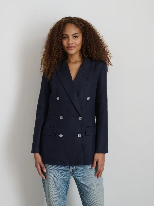 Anna Double Breasted Blazer In Linen