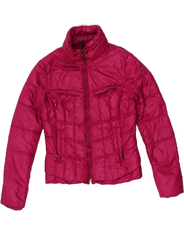 ARMANI JEANS Womens Crop Padded Jacket US 8 Medium Pink Polyamide