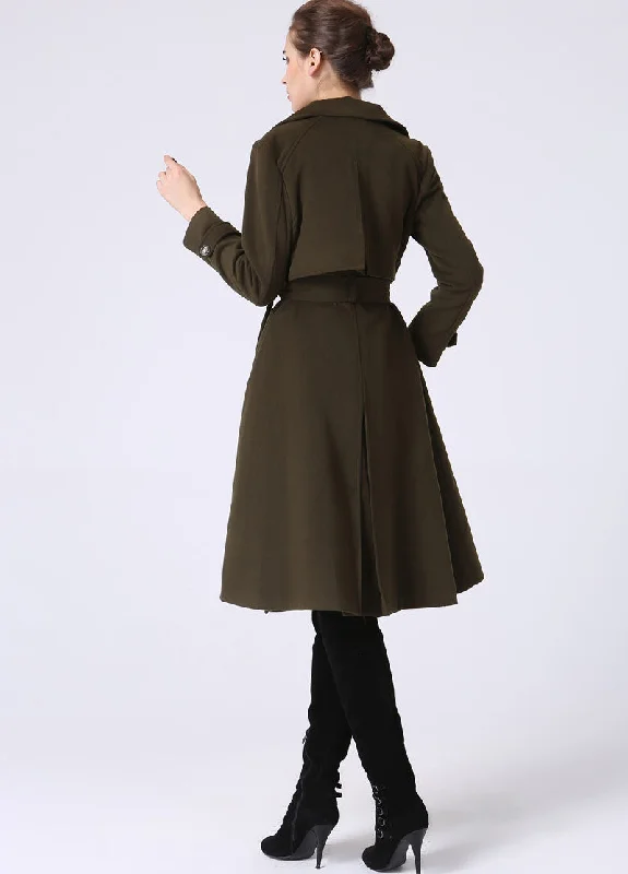 Army Green Military trench Coat 1053#