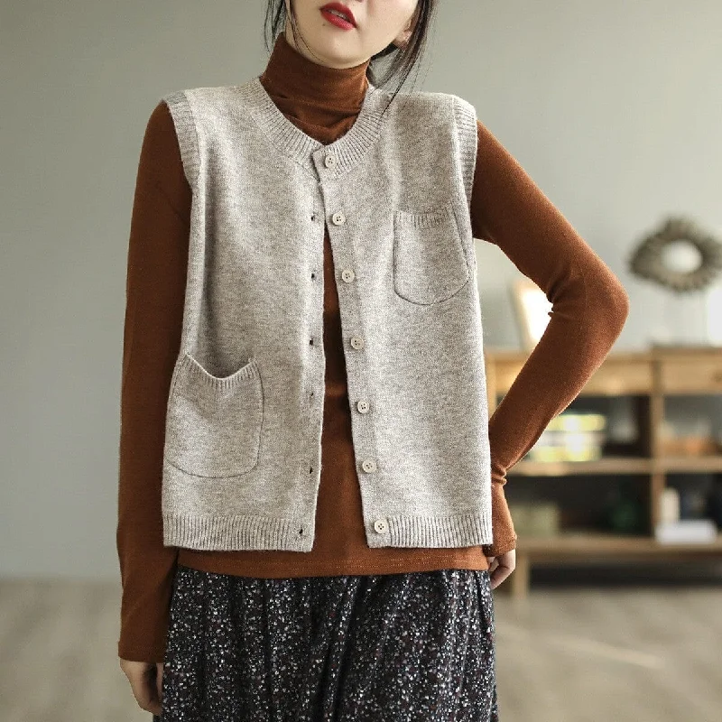 Autumn Minimalist Cotton Knitted Waistcoat