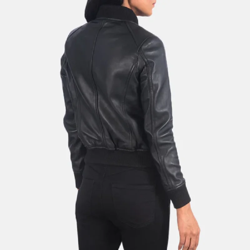 Black Bliss Bomber Leather Jacket