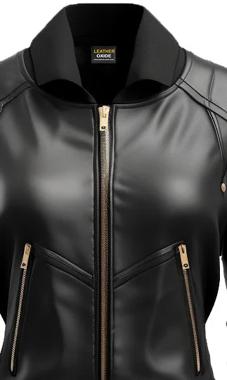 Black Leather Jacket Bomber Style