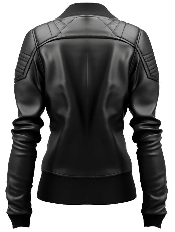 Black Leather Jacket Bomber Style