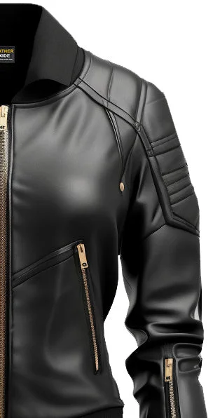 Black Leather Jacket Bomber Style