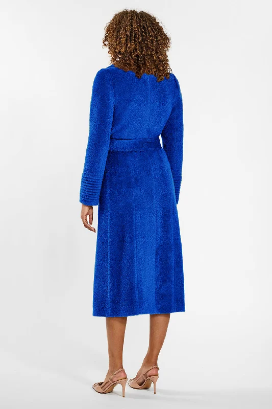 Bouclé Alpaca Long Notched Collar Wrap Coat