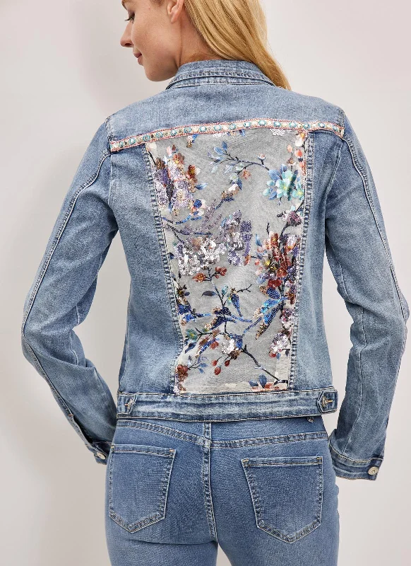 Brenda floral sequin  denim jacket