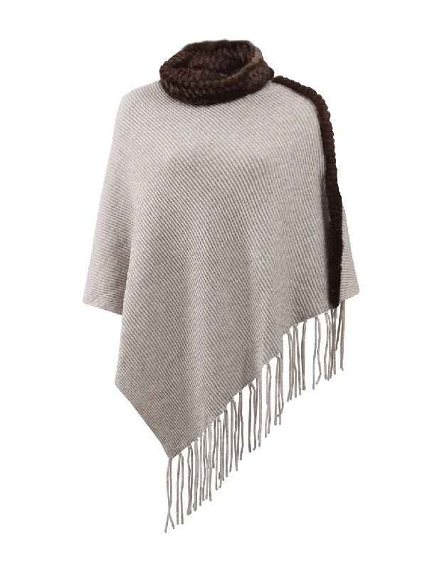 Cassandra Poncho With Mink Collar