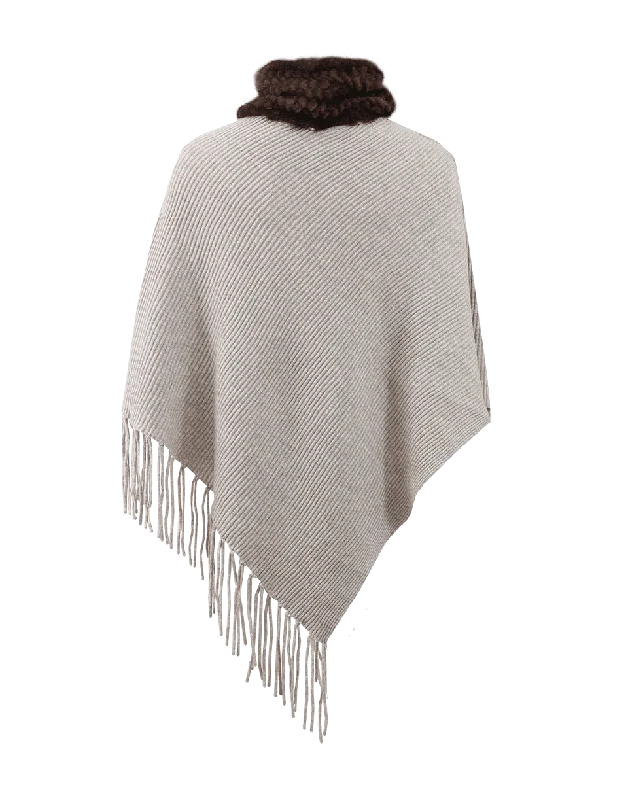 Cassandra Poncho With Mink Collar