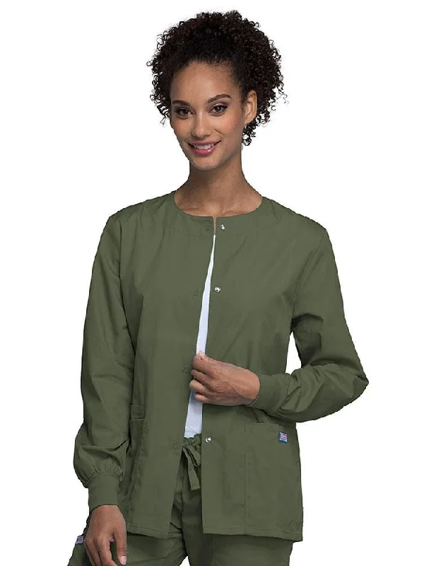 Cherokee Workwear Originals Women's Snap Front Warm-Up Jacket | Olive