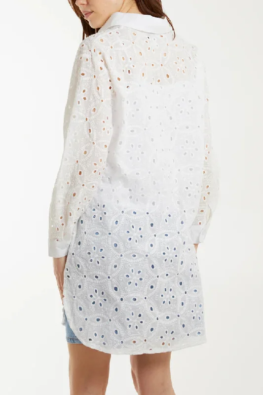 BRODERIE ANGLAISE CUFF SHIRT