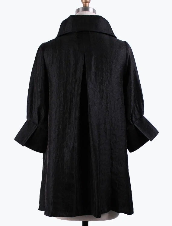 DAMEE NYC BLACK LONG SWING JACKET WITH POCKETS 200