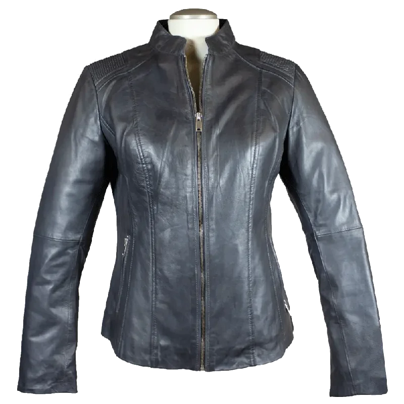 BOL Women's Basket Weave Accent Leather Jacket