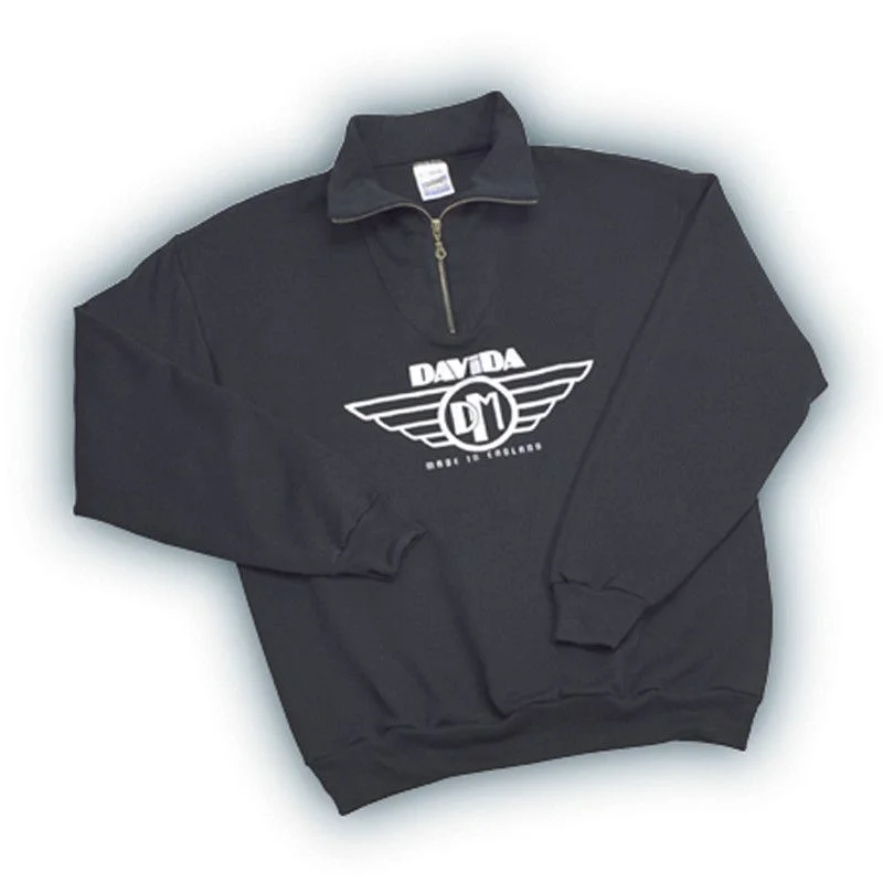 Davida Sweatshirts - Black with White Davida Wing Logo