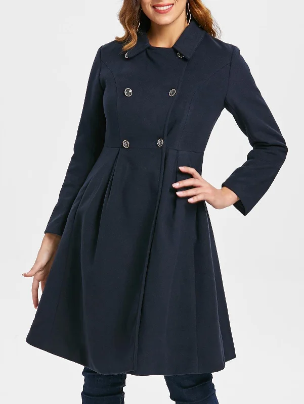 Double Breasted High Waist Woolen Coat