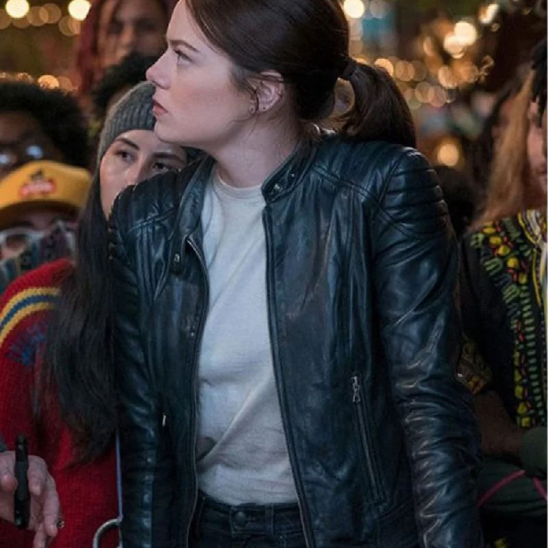 Double Tap Emma Stone Biker Leather Jacket