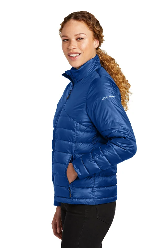 Eddie Bauer Womens Water Resistant Quilted Full Zip Jacket - Cobalt Blue