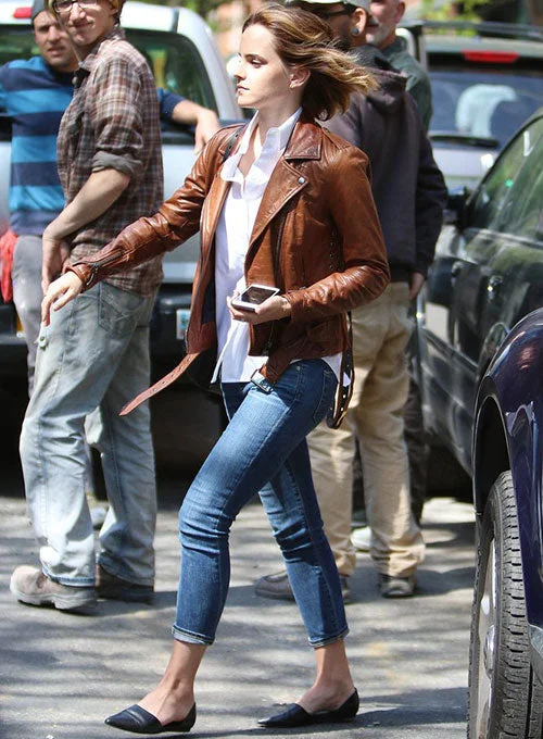 Emma Watson Brown Leather Jacket