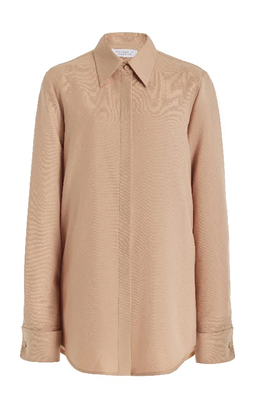 Etlin Shirt in Camel Virgin Wool Twill