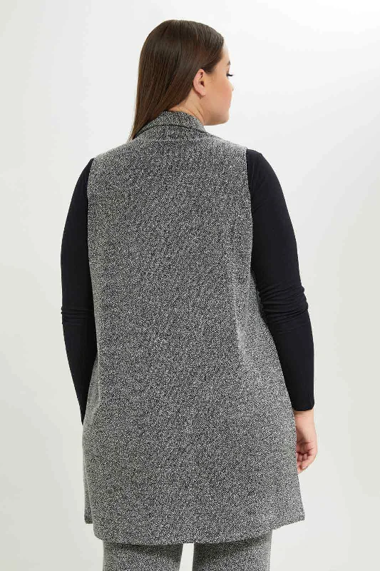 Women Grey Jacquard Long Jacket