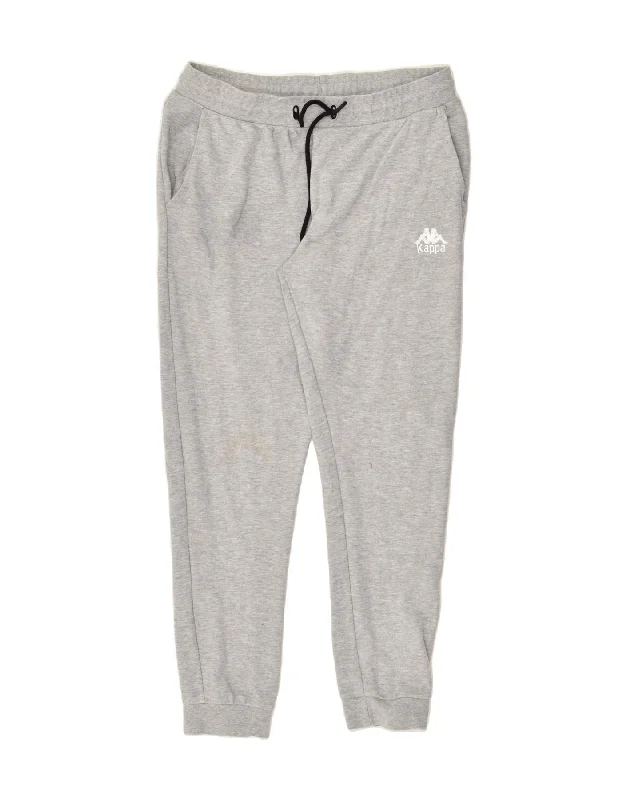 KAPPA Womens Tracksuit Trousers Joggers UK 14 Large Grey Cotton