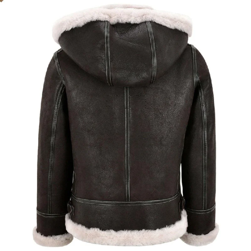 Ladies B3 Bomber Classic Sheepskin Jacket with Detachable Hood