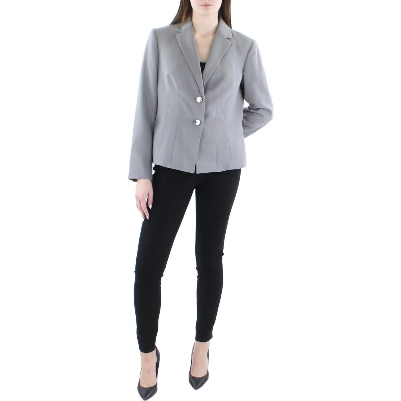 Le Suit Womens Knit Long sleeves Two-Button Blazer