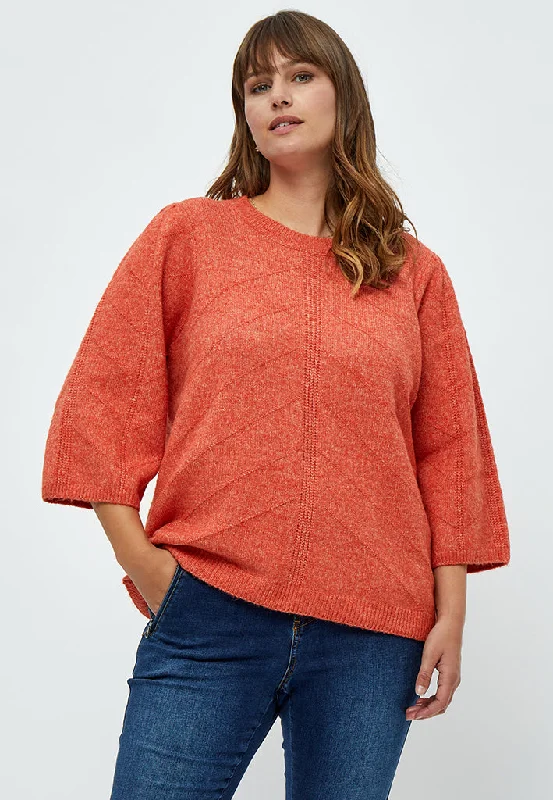 Lenore 3/4 Sleeve Pullover Curve - Intense Orange