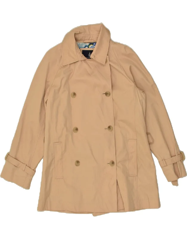 LONDON FOG Womens Double Breasted Trench Coat UK 14 Medium Beige Cotton