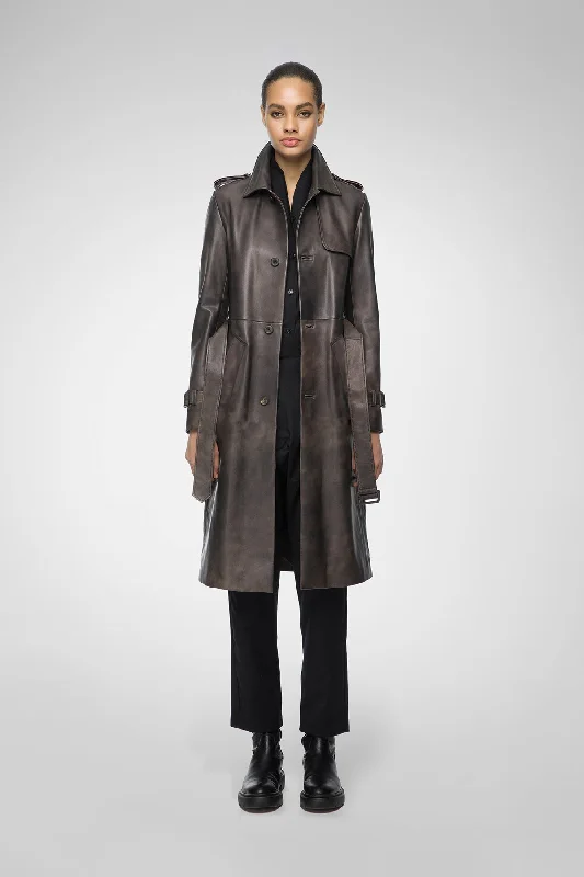 Madyson - Anthracite Leather Coat