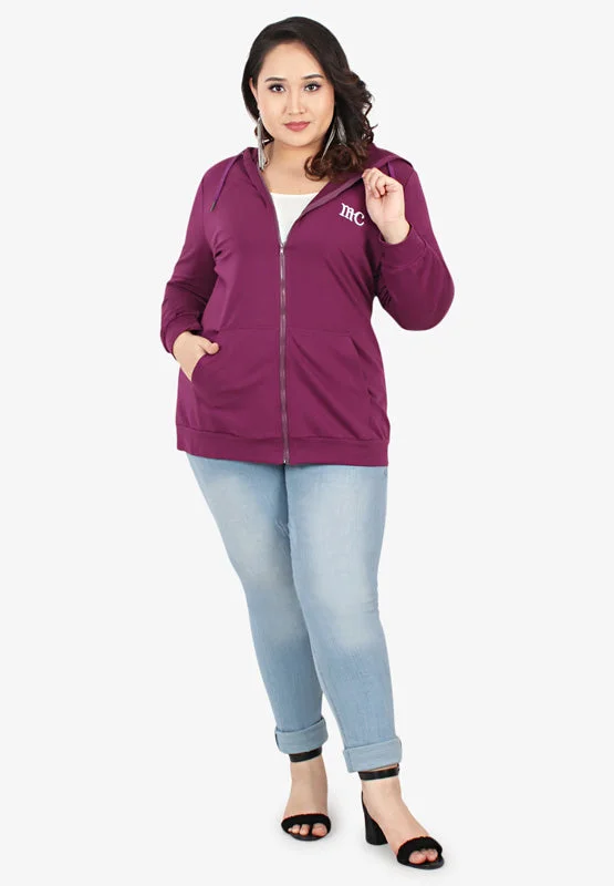 Honey Plus Size Hoodie Jacket - Magenta