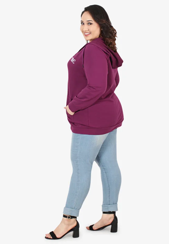 Honey Plus Size Hoodie Jacket - Magenta