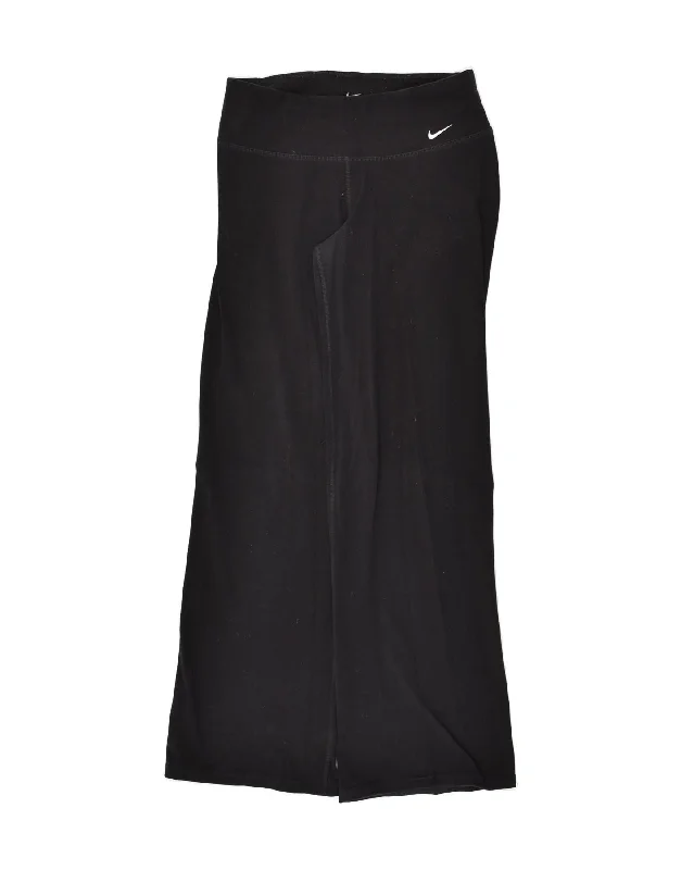 NIKE Womens Dri Fit Tracksuit Trousers UK 14 Medium Black Cotton