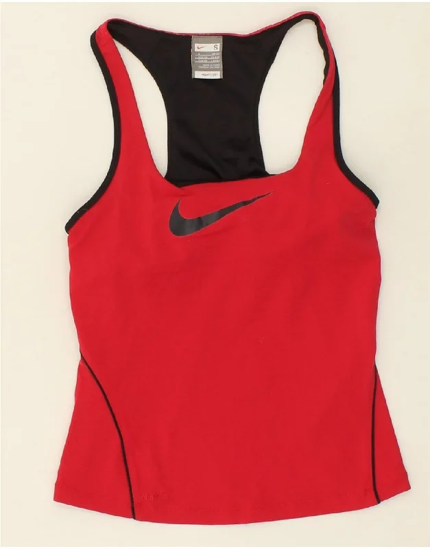 NIKE Womens Graphic Vest Top UK 8/10 Small Red Polyester