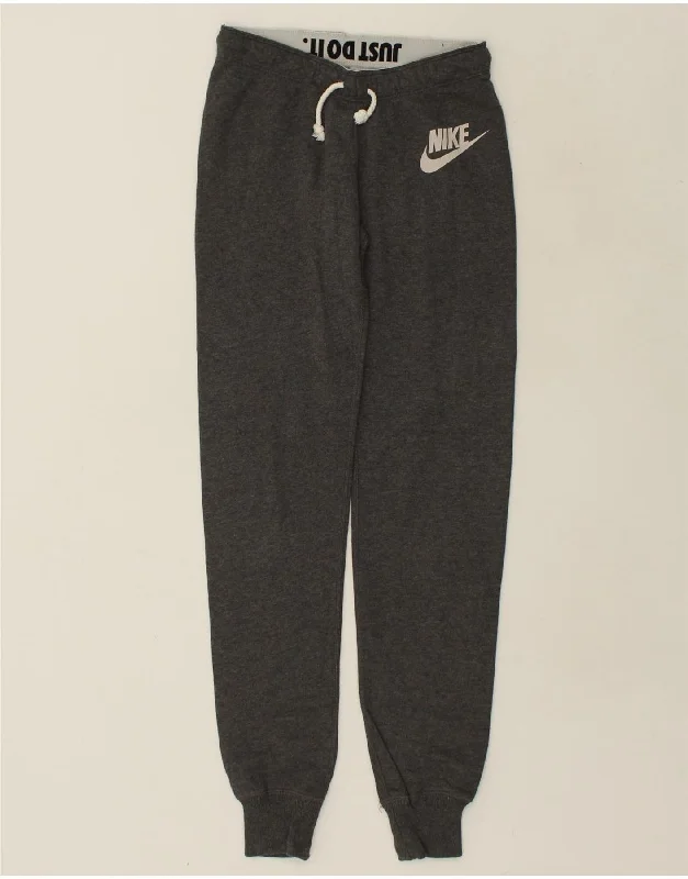 NIKE Womens Tracksuit Trousers Joggers UK 6 XS Grey Cotton