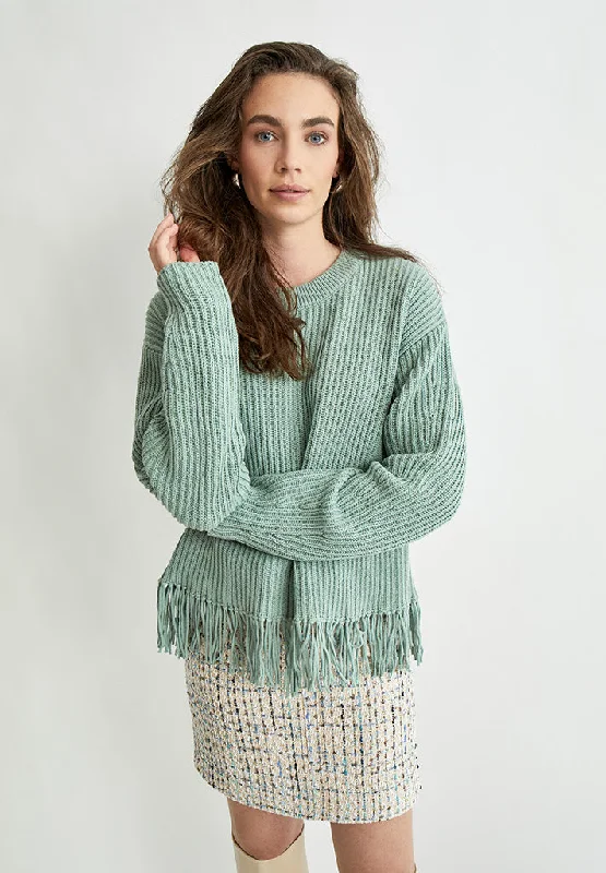 PCDestina Fringe Knit Pullover - Green Bay