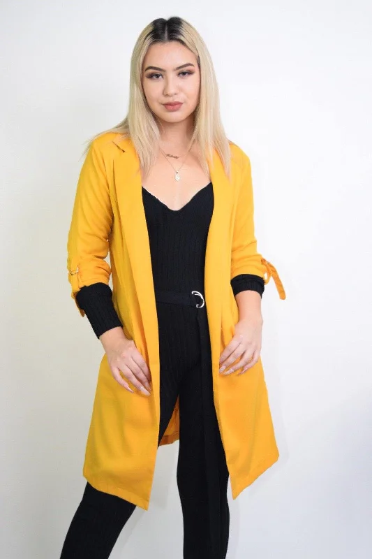 Priscilla, Long Sleeve Mustard Coat