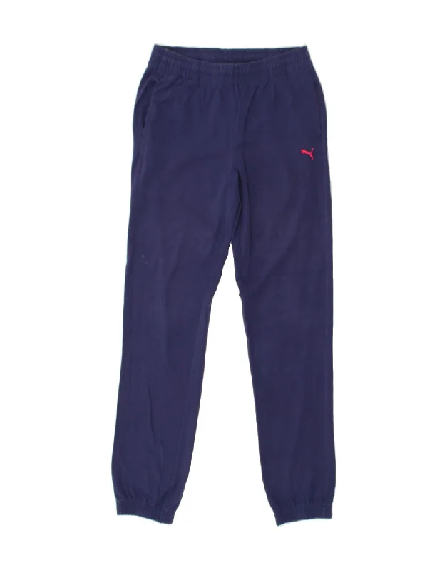 PUMA Womens Tracksuit Trousers Joggers UK 10 Small Navy Blue Cotton