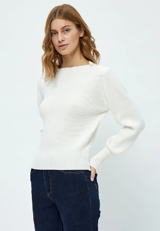 Rosalia Boat Neck Pullover - Cloud Dancer