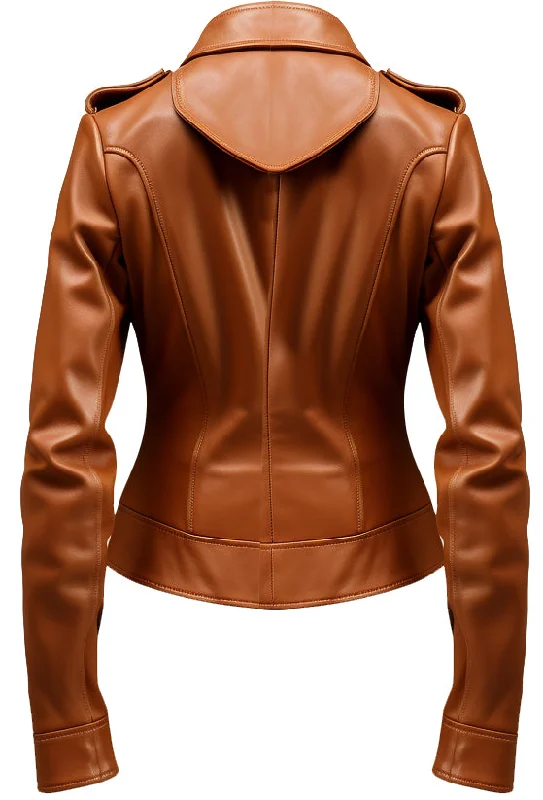 Slimfit Women Designer Brown Leather Jacket