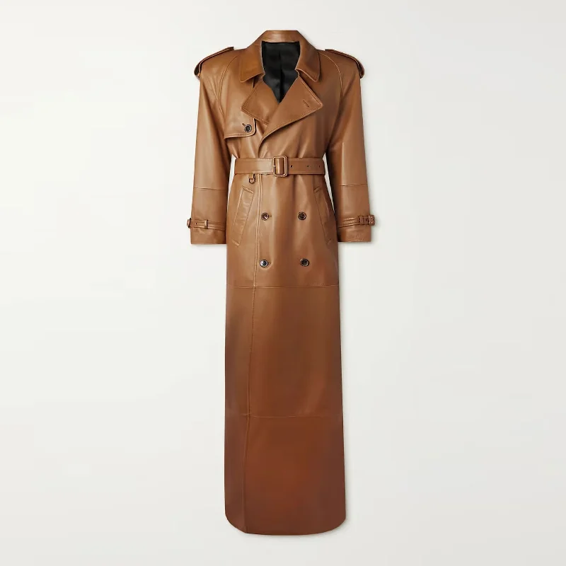 Stylish Trench Coat Leather Long Coat For Women