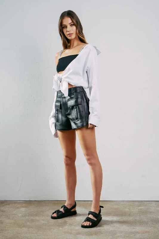 Tibi Leather Shorts