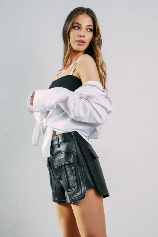 Tibi Leather Shorts