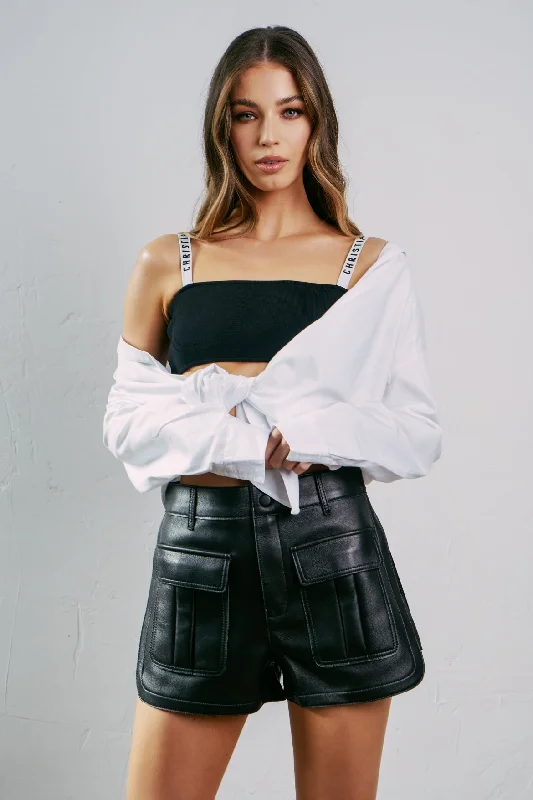 Tibi Leather Shorts