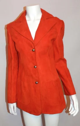 vintage 1970s suede jacket 70s orange DOESKIN riding blazer XS S