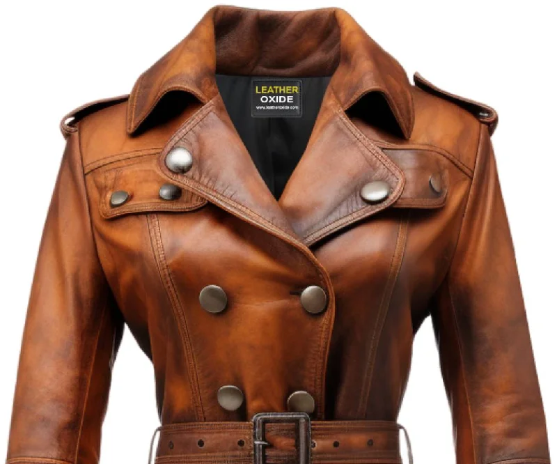 Vintage Leather Coat For Women