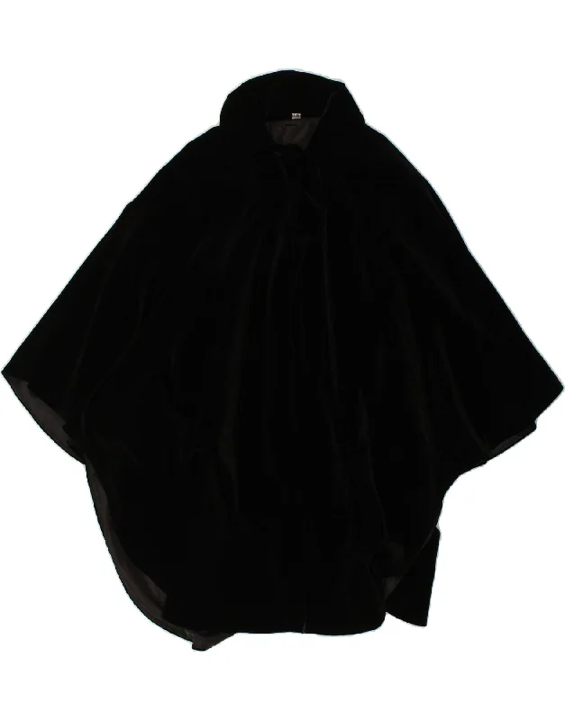 VINTAGE Womens Poncho Coat One Size Black