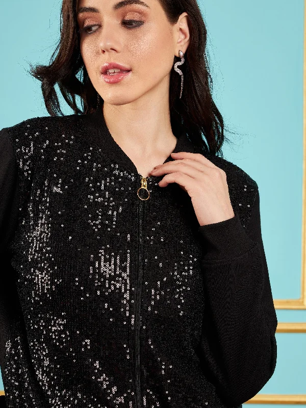 Women Black Sequin Jacket