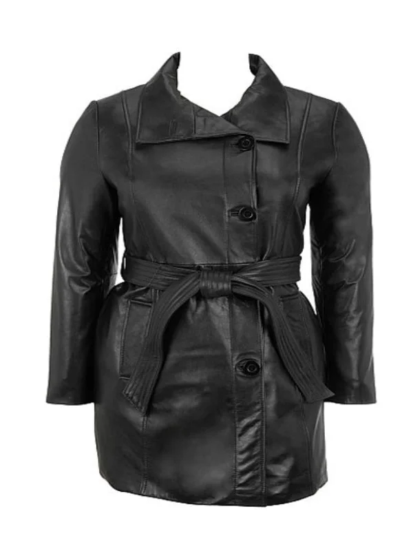 Women Conceuxt Plus Size Black Leather Coats