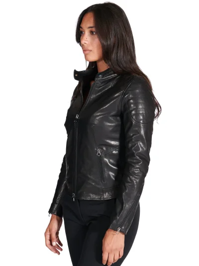 Women’s Black Biker Leather Jacket