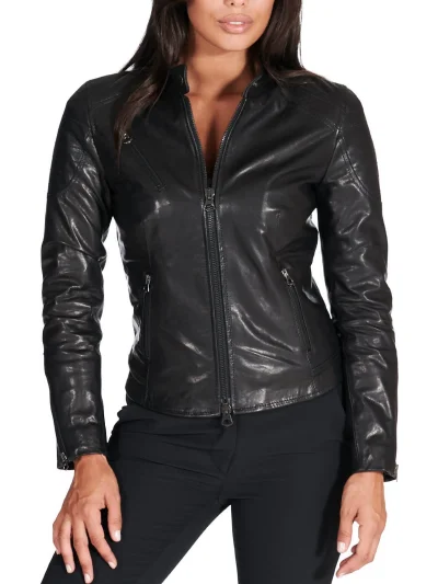 Women’s Black Biker Leather Jacket